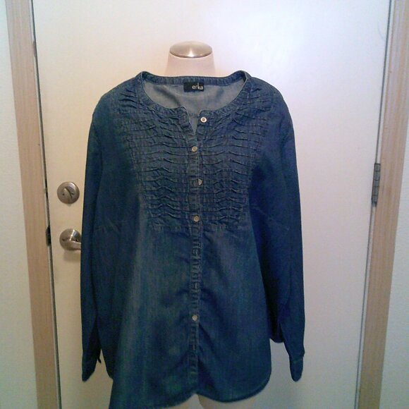 Erika Tops - Long Sleeve Denim Top